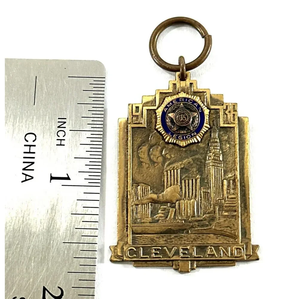Vintage American Legion Cleveland Medal Keychain John R McQuigg Past Commander